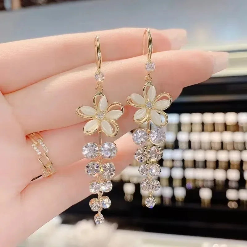 Opal Flower Earrings